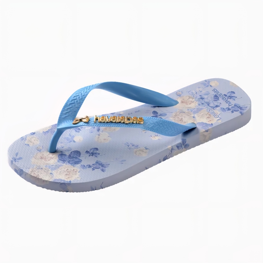 LoveShackFancy x Havaianas Girls Flip Flops in Whisper Blue size 2Y NWT - Picture 2 of 6